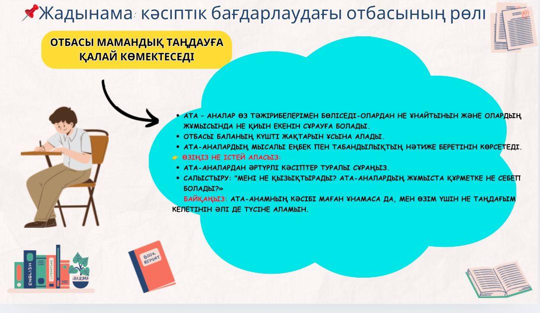 Жадынама: кәсіптік бағдарлаудағы отбасының рөлі