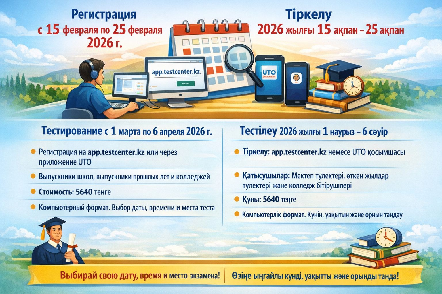 2026 жылғы ақпан айындағы ҰБТ-ға тіркелу