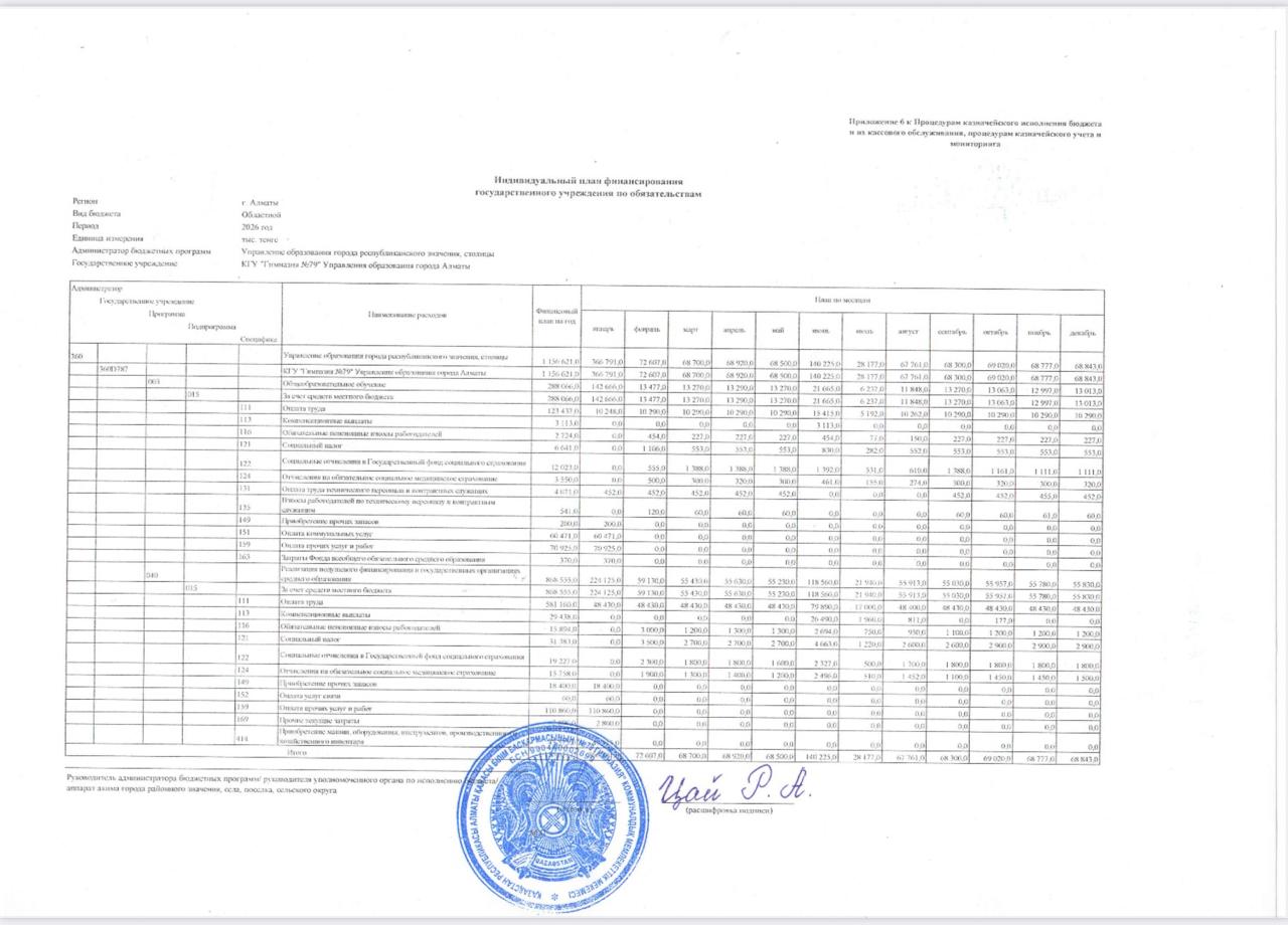 Мемлекеттік төлемдер бойынша қаржыландырудың жеке жоспары